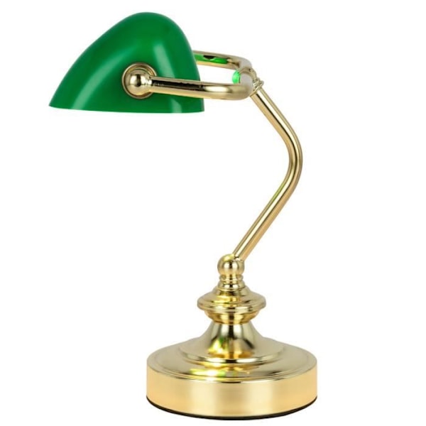 Bordlampe - Antik - Grøn lampeskærm - Metal - Indendørs - 1 pære Grön