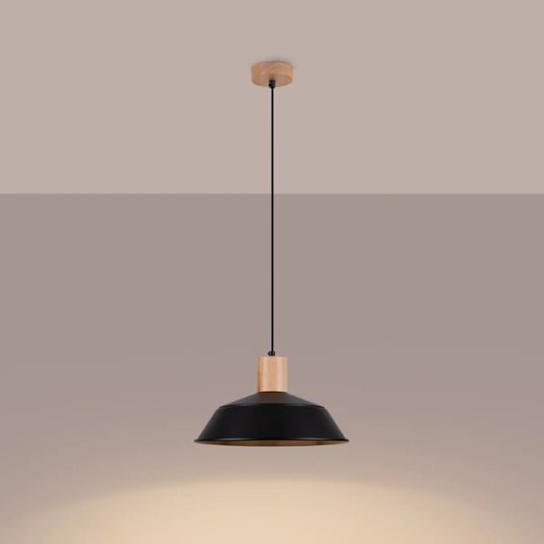 Hængelampe - Sollux Lighting - Fano - Sort - Træ - Skandinavisk Stil svart