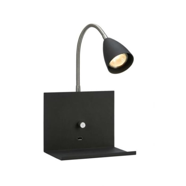 LOGI-Fleksibel hyldelampe med USB-port og lysdæmper Metal H35cm Sort Marksløjd H 35cm / L 20cm / l 20cm / ledning Sort