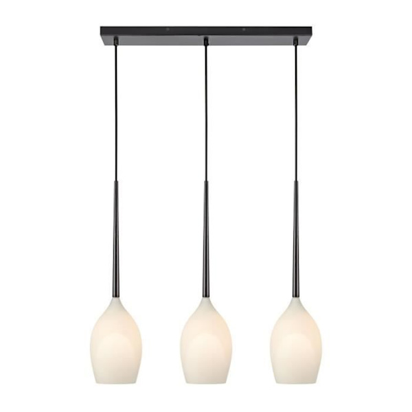 SALUT bar pendel (3x40W) i sort glas Sort, Hvid