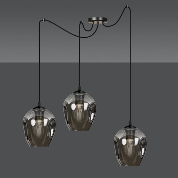 Emibig LEVEL Level taklampa i svart glaskupol med skärm av grafitglas, 3x E27
