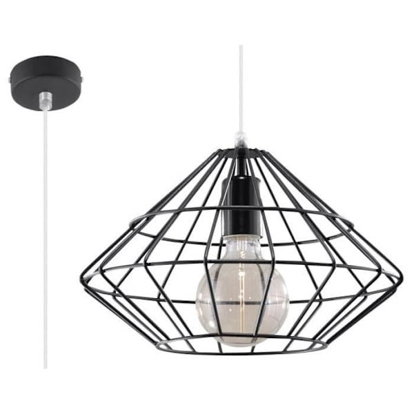 UMBERTO E27 LED Pendellampa Modern Loft Boho Design Corridor - Svart - SOLLUX - 1 glödlampa - 60W - A++ - E