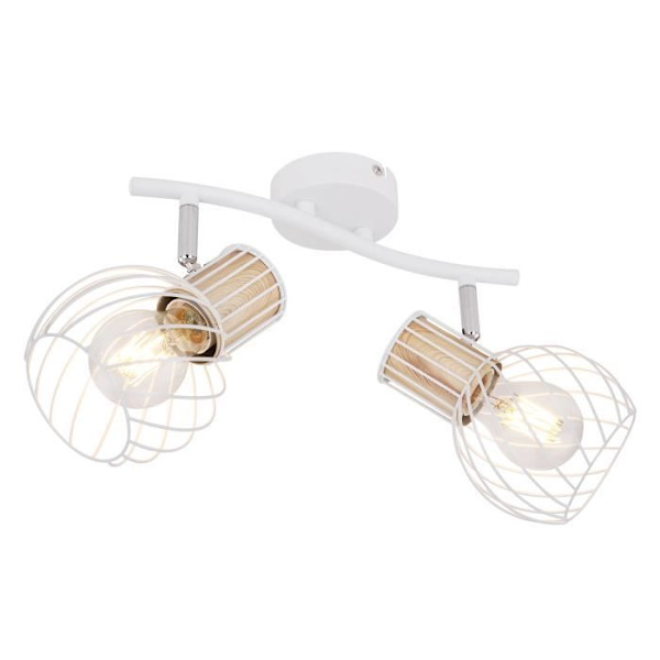 GLOBO - SPOT - VIT METALL - TRÄIMITATIONSMETALL - KROM - SWITCH - 2 x E27 - 40 W - 230 V - GLANSIG