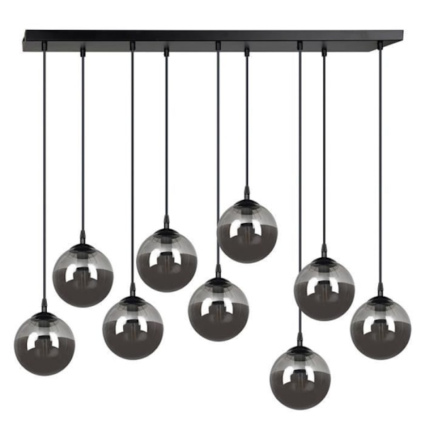 Emibig COSMO Cosmo Black Globe Cluster Taklampa med grafitglasskärm, 9x E14