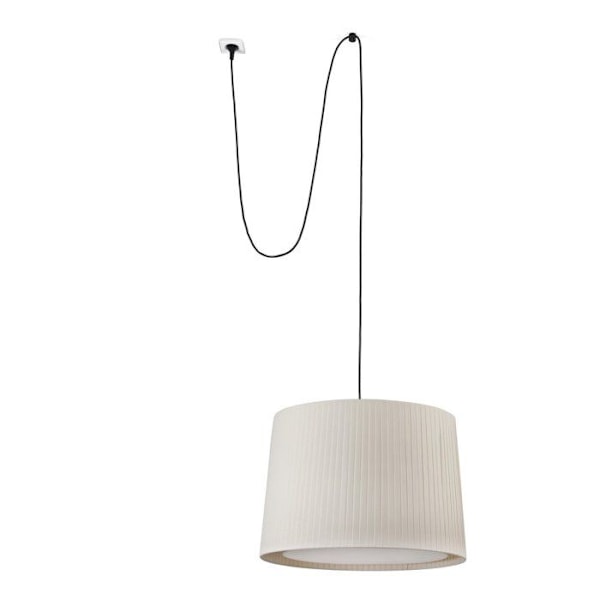 Pendellampa - FARO - SAMBA - Cylindrisk - Svart och Beige - E27, 1 glödlampa krävs ORO