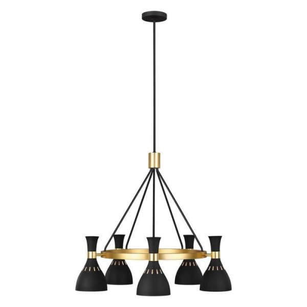 Lysekrone - ELSTEAD LIGHTING - Joan - 5 lys - Midnight Black - Burnished Messing - E27