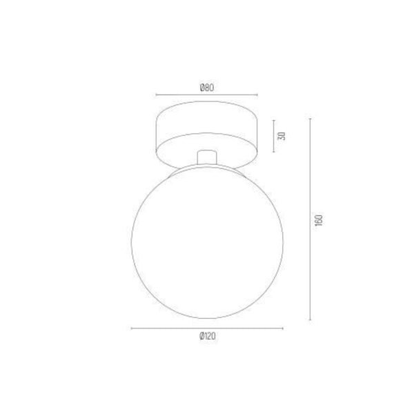 Plafondslampa - Argon - FLAVIO - Globe Mässing Stål - Matt Opalglas - IP44