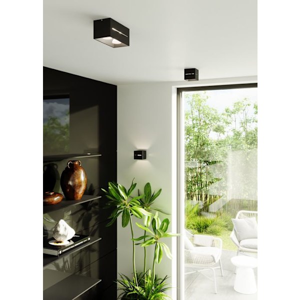 Loftslampe - SOLLUX - LOBO 2 - 2 pærer - Sort aluminium - LED Svart