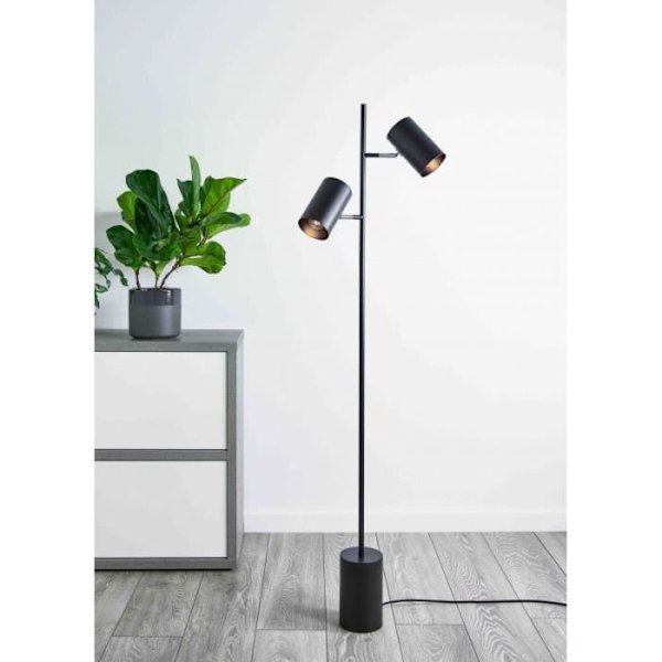 Golvslampa - TWIN - Svart - 2 E14-lampor - Metall - Modern design Svart