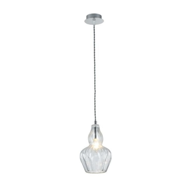 Upphängning för 1 glödlampa, Modern stil, i kromfärgad metall och glas, exkl. 1x E14 40W 220-240V