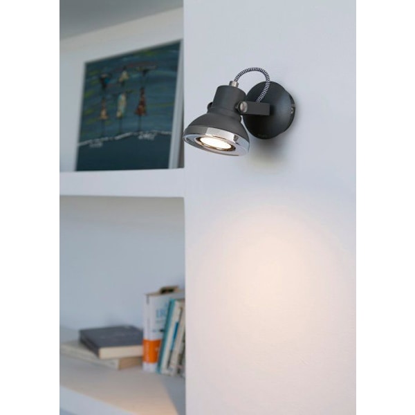 Væglampe - FARO - Ring - Antracitgrå - GU10 - 8W - Moderne design Grå