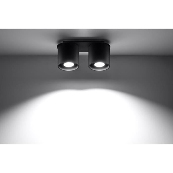 ORBIS LED-taklampa - SOLLUX - Svart - 2 GU10-lampor - Modern design för Sovrum Vardagsrum Trappor Korridor