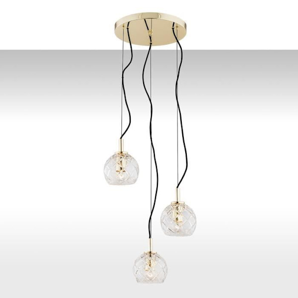 Argon OVIEDO hängande takljuskluster 3 ljus Transparent, mässingsstål