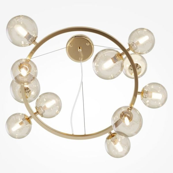 Hængende lofthæng - Maytoni - Dallas - 1 guld globe - Cognac lampe skærm - G9