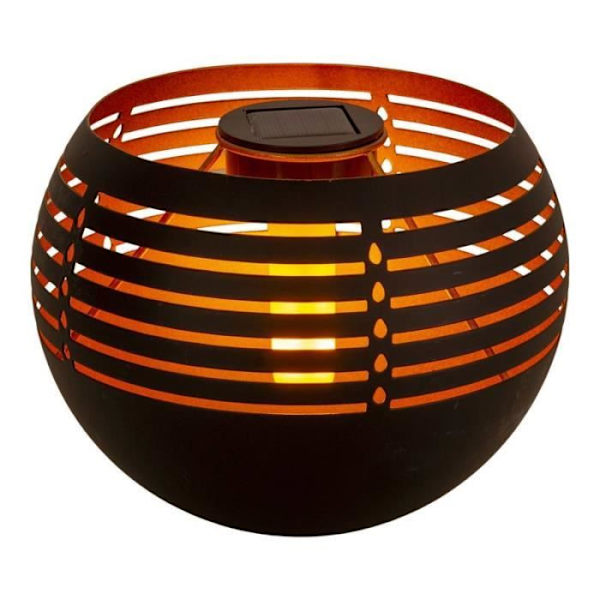 Solar dekoration kugle med flamme effekt Sort