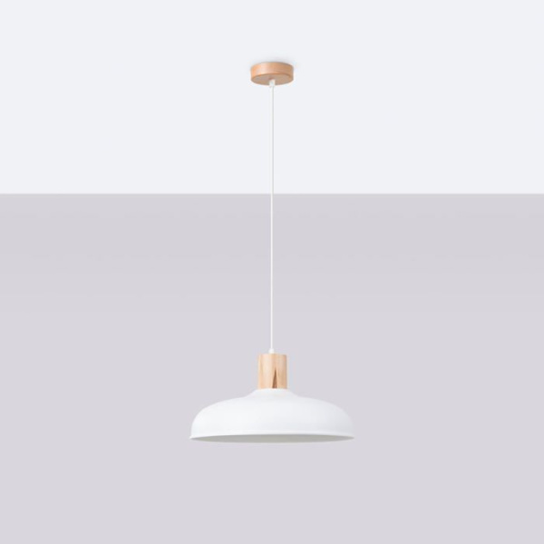 Suspensionslampe - Sollux - Indy - Buet Skærm - E27 - 1x15W LED - Hvid
