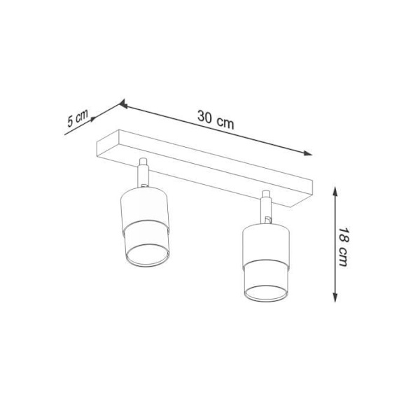 Plafondslampa - SOLLUX - Nero - Svart/Krom - 2x GU10 - Modern Design - 40W