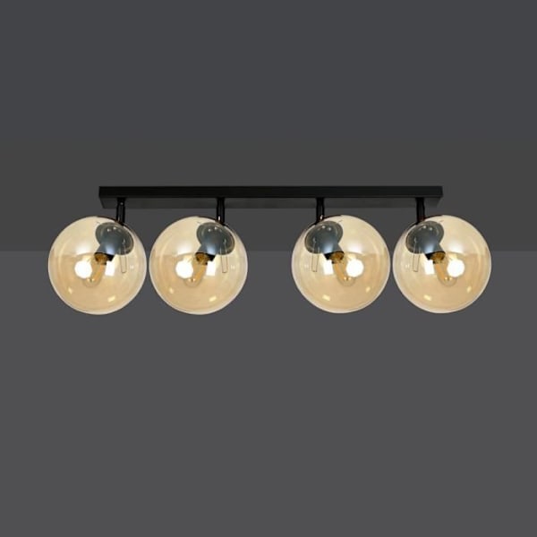 Emibig TOFI Tofi Globe takspotlight bar svart med bärnstensfärgad glasskärm, 4x E14