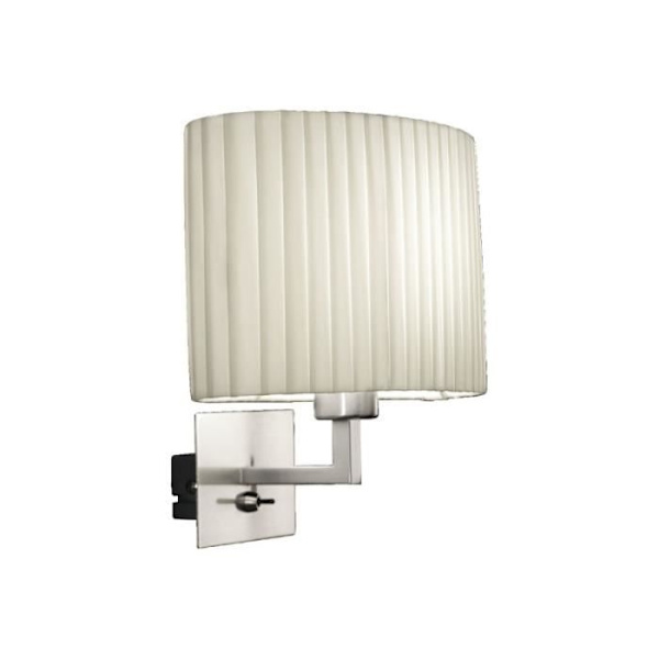 Vägglampa - SAND - Borstad nickel - Lampskärm i tyg - E14 - Glas - 40W max
