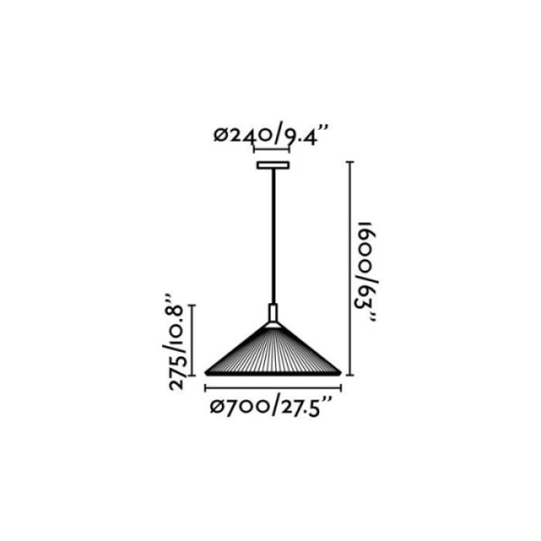 Nyans rostad gul taklampa L70 cm 3 glödlampor