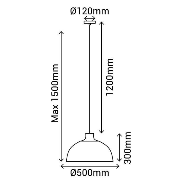 Suspension - BOHO - D500 - Sort - Rotin - E27 - Indendørs Natur, svart