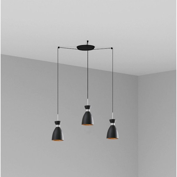 Plafonnier - FARO - RETRO - Svart - E14 - Vintage - 3 glödlampor behövs Svart