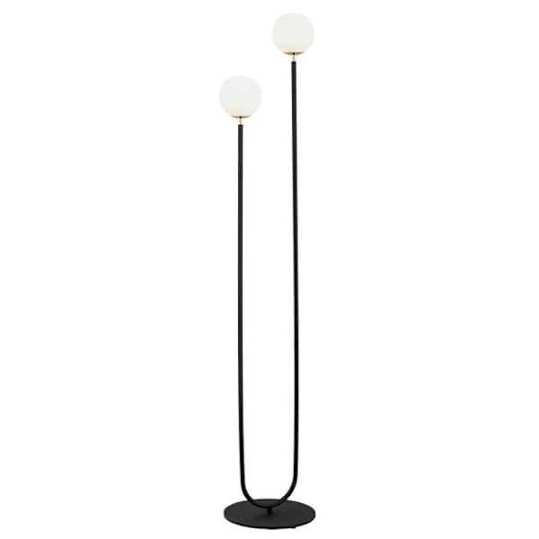Golvlampa - Argon - FERRONE - Multi Arm - Matt Opal - Svart struktur - Mässingselement Svart, Matt Opal, Mässing
