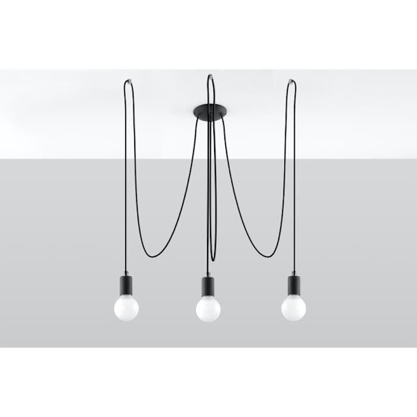 EDISON 3 E27 LED Pendellampa Modern Loft BOHO Design Corridor - Svart - SOLLUX - 3 lampor - E27 - 60 Watt