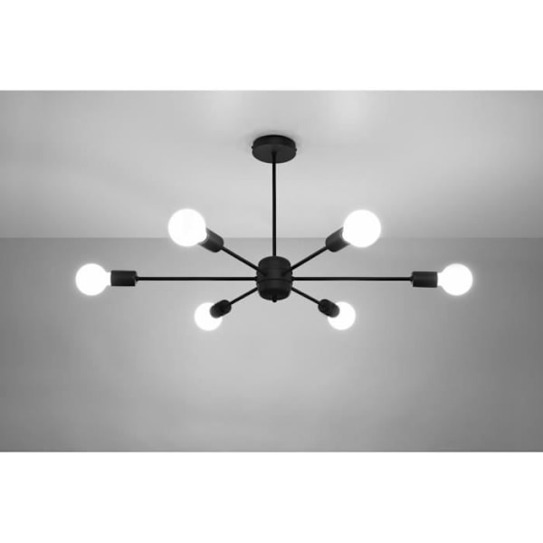 Plafondslampa - SOLLUX - Lango - Svart - 6x E27 - Stål - Modern design