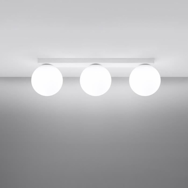 Taklampa - SOLLUX - Yoli - White Globe - Stål/Glas - 3 G9 lampor - 12W