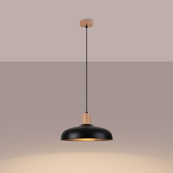 Pendel - Sollux - Indy - Buet Lampeskærm - Sort Metal - E27 15W LED