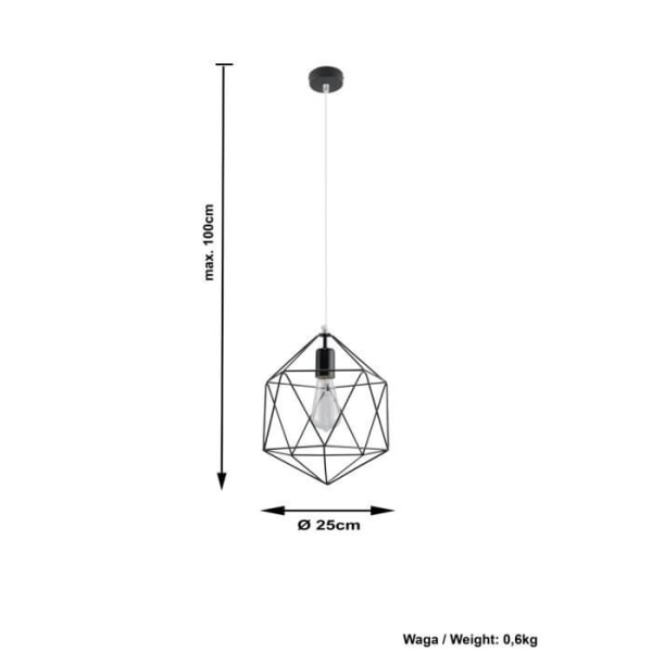 GASPARE Pendel - SOLLUX - Modern Industrial Loft - Sort - E27 LED - 60W