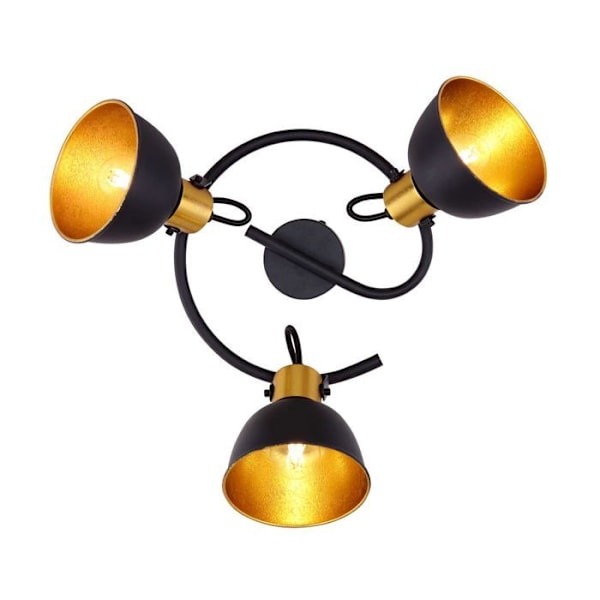Loftslampe, rundel, sort guld, justerbar, FILLO