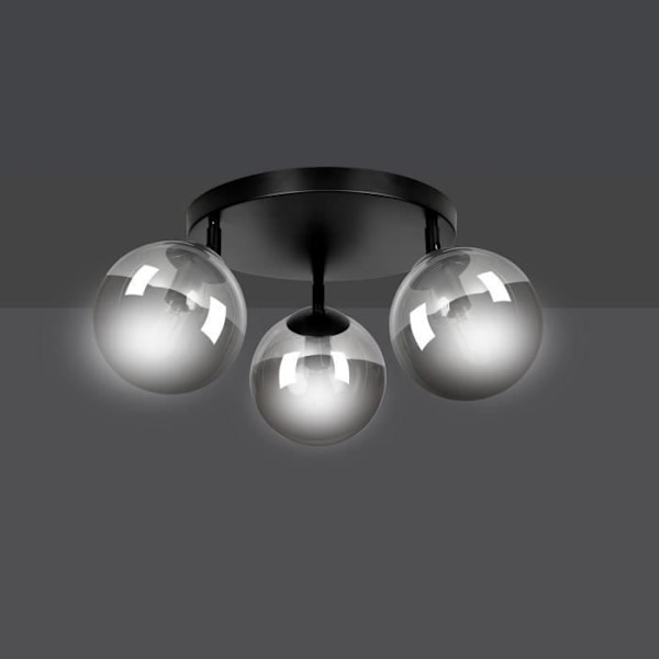 Emibig TOFI Tofi Black Globe taklampa med grafitglasskärm, 3x E14