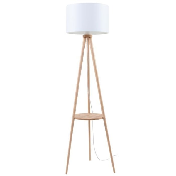 Lampstand - SOLLUX - AUSTIN - Tripod - Naturligt trä - Vit - E27 - IP20 Blanc + naturligt trä