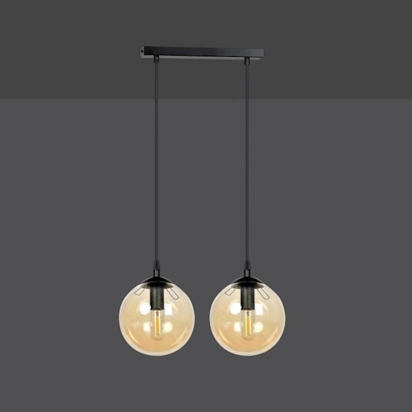 Emibig COSMO Cosmo Globe Bar taklampa svart med bärnstensfärgad glasskärm, 2x E14
