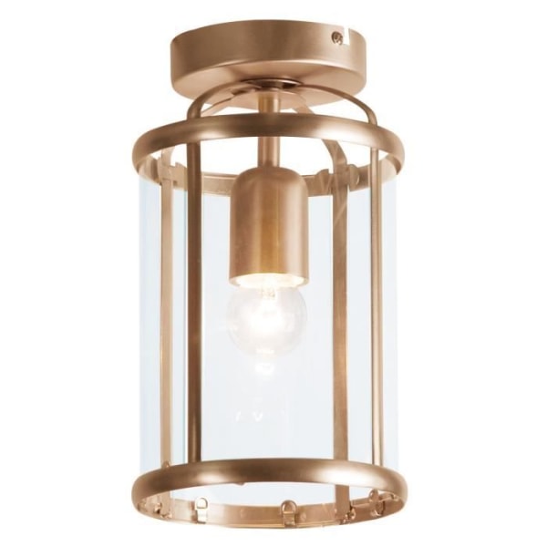 Loftslampe - SIENNA - Pimpernel - Cylindrisk - Børstet bronze - Gennemsigtigt glas