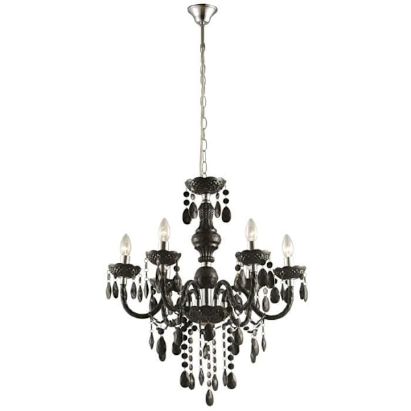 GLOBO LIGHTING Lysekrone - Akryl krystaller - ø 67 cm - H 166 cm - Sort krom Svart