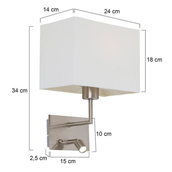 Lese lampe - Sienna - Ny - Børstet Stål - Solidt Stof - 2 E27 Pærer - 40W