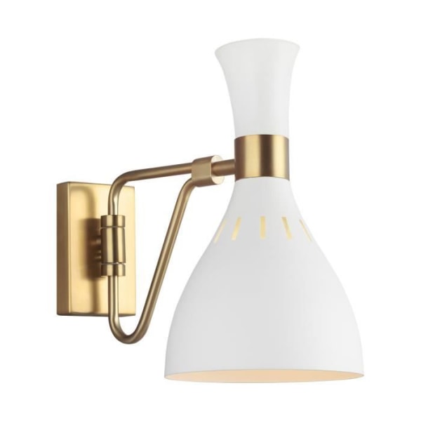 Væglampe - ELSTEAD LIGHTING - Joan - Mat hvid - Bruneret messing - E27 - 60W