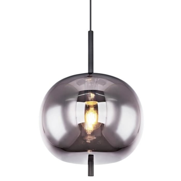 BLACKY taklampa (D30cm) i svart metall och rökt glas
