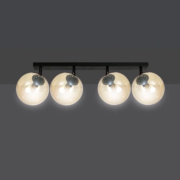 Emibig TOFI Tofi Globe takspotlight bar svart med bärnstensfärgad glasskärm, 4x E14