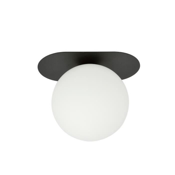 Emibig PLAZA Plaza sort globe-loftslampe med hvid glasskærm, 1x E14