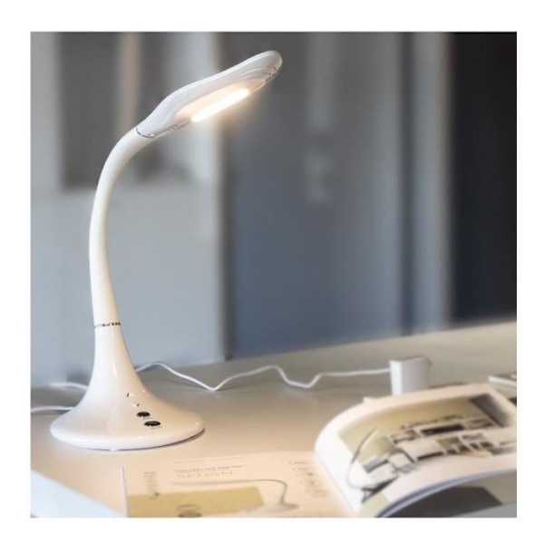 Skrivebordslampe - CRISTAL RECORD - CristalRecord - LED 10W - Hvid - Moderne design - Indendørs vit, silver