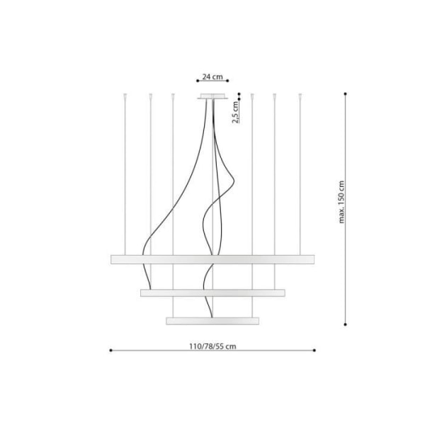 RIO 3 pendel 55/78/110 guld LED 3000K