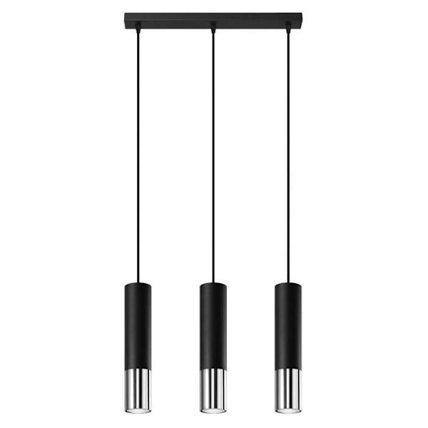 LOOPEZ Pendellampa 3L GU10 LED Modern Loft BOHO Design Corridor -Svart/krom