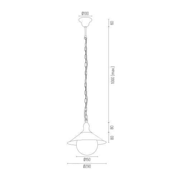 Hængelampe - Argon - ERBA - Sort Struktur - Glas - IP44 - E27
