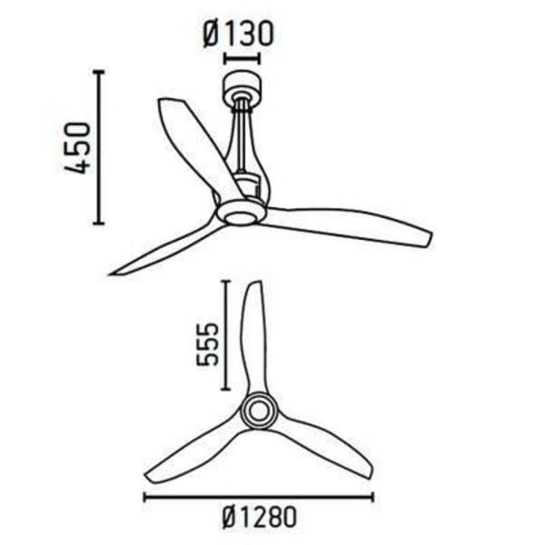 Loftsventilator diam128 Cm Borosilica Grå…