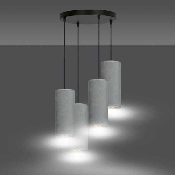 Emibig BENTE Sort nedhængt loftslampe med grå stoflampeskærm - 4x E14