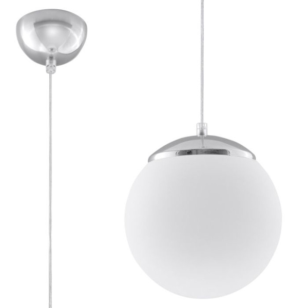 UGO 20 E27 Modern Vit / Krom Pendellampa SOLLUX vit/krom